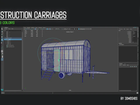 Construction Carriages 2 in 3 different colors 3D Model
