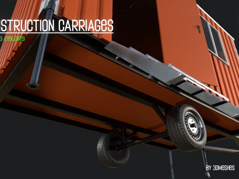 Construction Carriages 2 in 3 different colors 3D Model