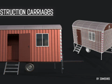 Construction Carriages 2 in 3 different colors 3D Model