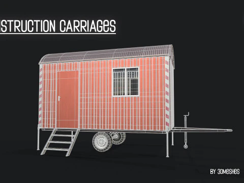 Construction Carriages 2 in 3 different colors 3D Model