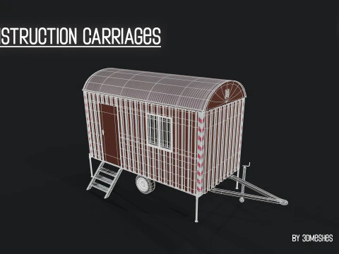 Construction Carriages 2 in 3 different colors 3D Model