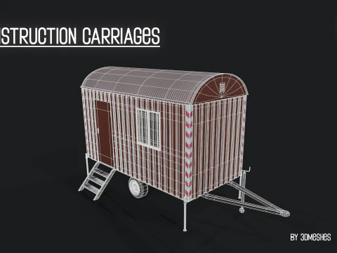 Construction Carriages 2 in 3 different colors 3D Model