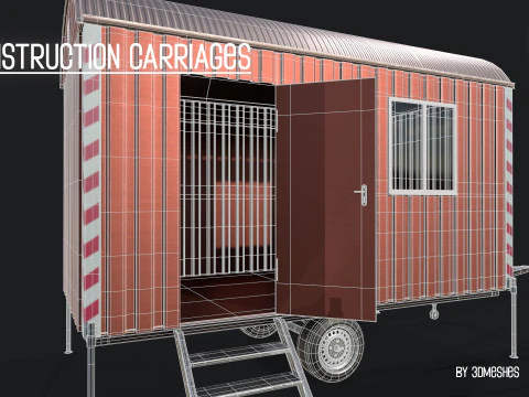 Construction Carriages 2 in 3 different colors 3D Model