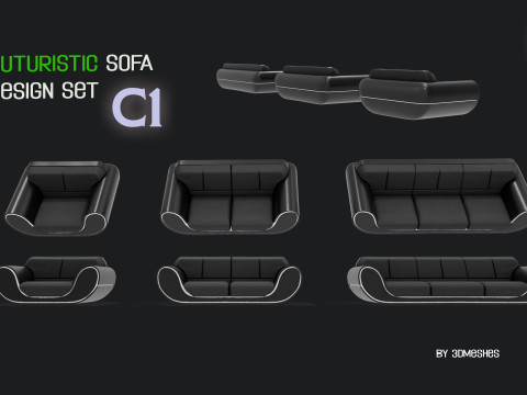 Futuristic Sofa Design Set - C1 with STL 3D Модель