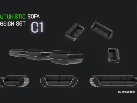 Futuristic Sofa Design Set - C1 with STL 3D Model