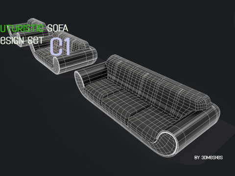 Futuristic Sofa Design Set - C1 with STL 3D Model