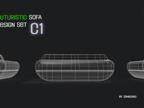 Futuristic Sofa Design Set - C1 with STL 3D Model