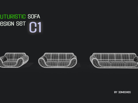 Futuristic Sofa Design Set - C1 with STL 3D Model