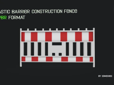 Plastic Barrier Construction Fence in PBR format 3D Model