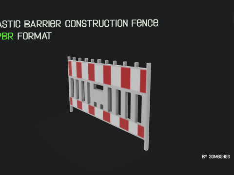 Plastic Barrier Construction Fence in PBR format Modelo 3D