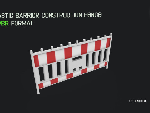 Plastic Barrier Construction Fence in PBR format Modelo 3D