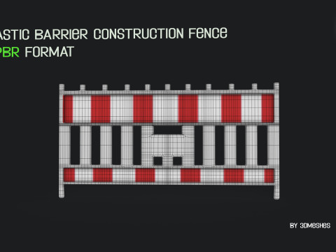 Plastic Barrier Construction Fence in PBR format Modelo 3D