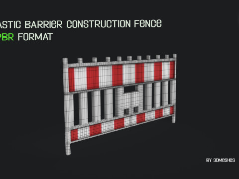 Plastic Barrier Construction Fence in PBR format Modelo 3D