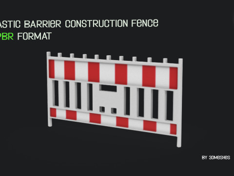 Plastic Barrier Construction Fence in PBR format Modelo 3D
