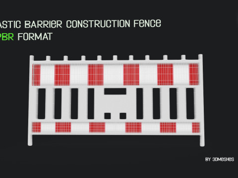 Plastic Barrier Construction Fence in PBR format Modelo 3D