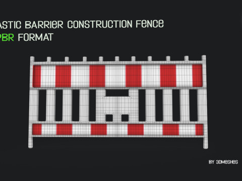 Plastic Barrier Construction Fence in PBR format Modelo 3D