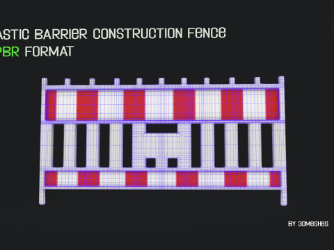 Plastic Barrier Construction Fence in PBR format Modelo 3D