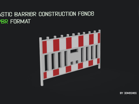Plastic Barrier Construction Fence in PBR format Modelo 3D