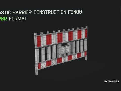 Plastic Barrier Construction Fence in PBR format Modelo 3D