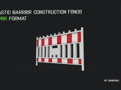 Plastic Barrier Construction Fence in PBR format Modelo 3D