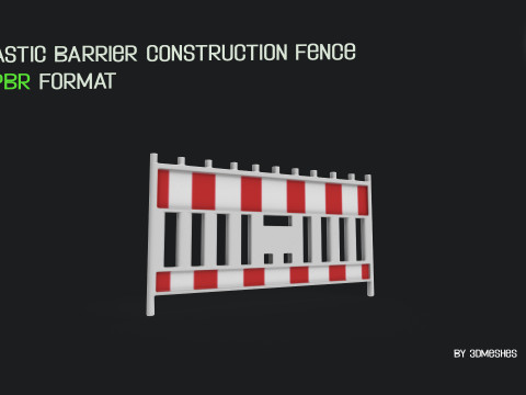Plastic Barrier Construction Fence in PBR format Modelo 3D