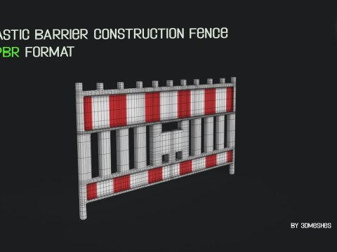 Plastic Barrier Construction Fence in PBR format Modelo 3D