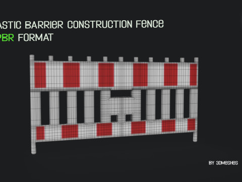 Plastic Barrier Construction Fence in PBR format Modelo 3D