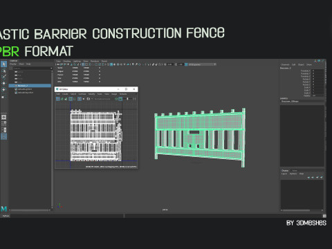 Plastic Barrier Construction Fence in PBR format Modelo 3D