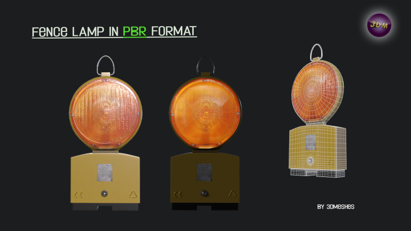 Realistic Fence lamp with light 3D-Modell .c4d .max .obj .3ds .fbx .stl .blend