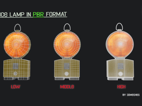 Realistic Fence lamp with light 3D-Modell