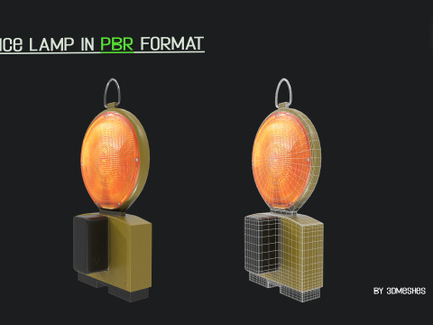 Realistic Fence lamp with light 3D-Modell