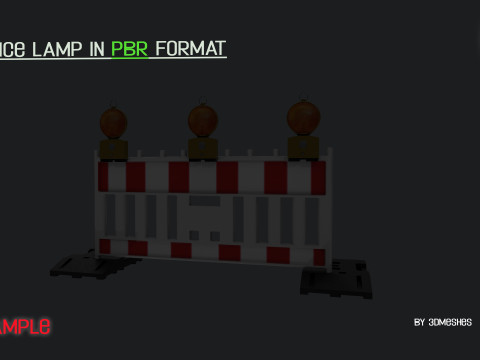 Realistic Fence lamp with light 3D-Modell