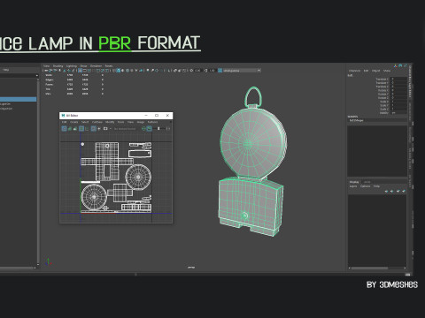 Realistic Fence lamp with light 3D-Modell