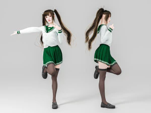 Alunas em poses fofas Modelo 3D