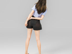 A beach girl in a cute pose 3D Model