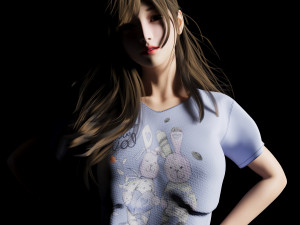 A beach girl in a cute pose 3D Model
