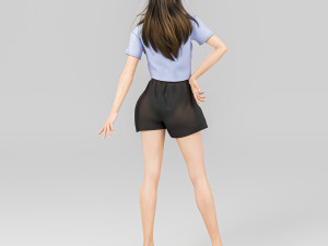A beach girl in a cute pose 3D Model