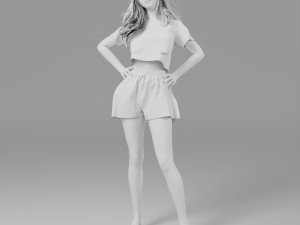A beach girl in a cute pose 3D Model