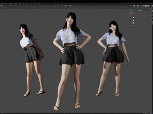 A beach girl in a cute pose 3D Model