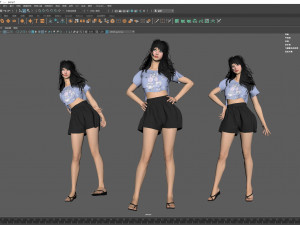 A beach girl in a cute pose 3D Model