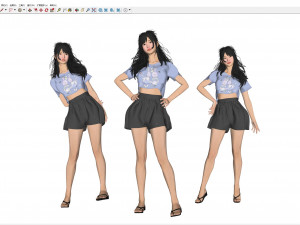 A beach girl in a cute pose 3D Model