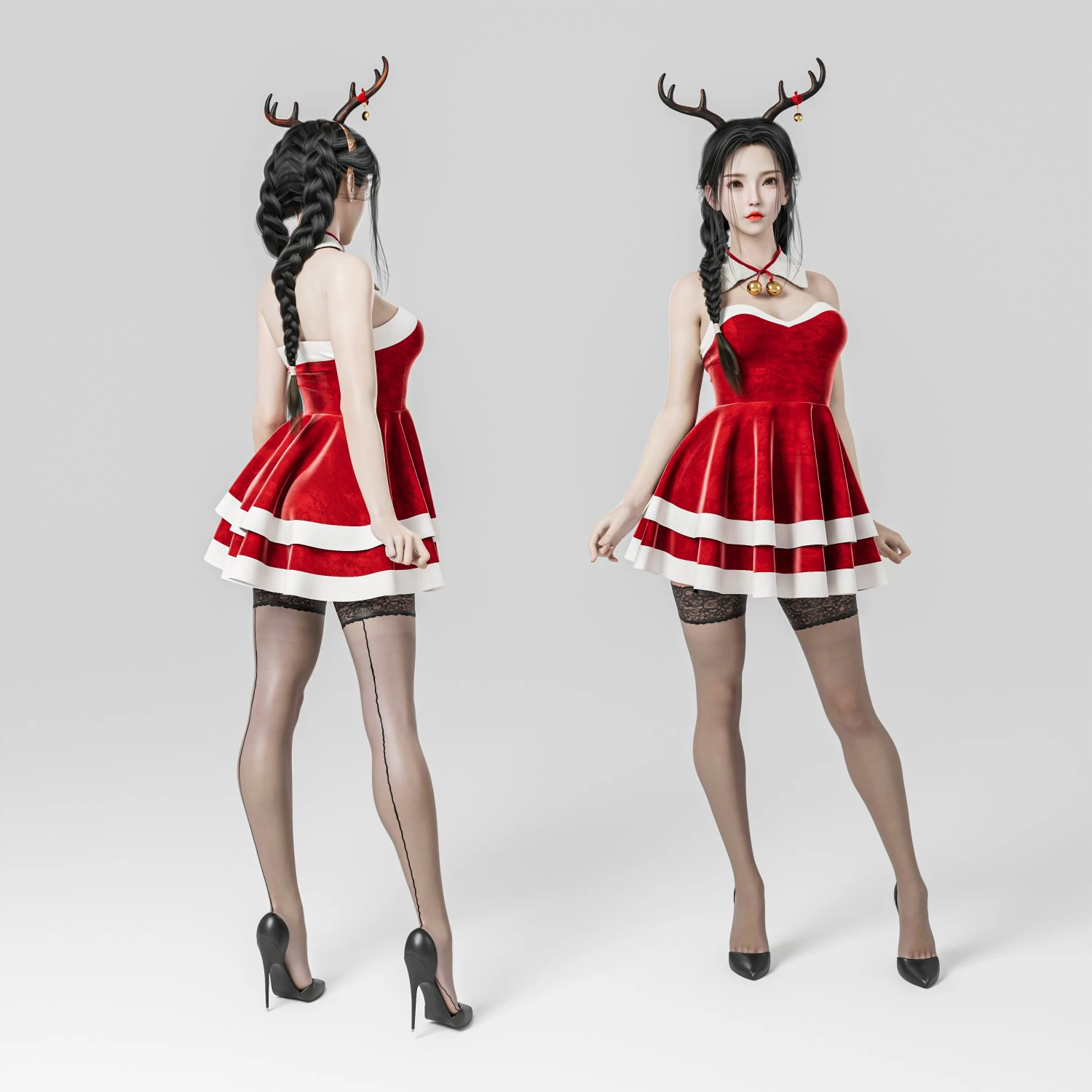 Merry Christmas Girl 3D Model .c4d .max .obj .3ds .fbx .stl .blend 