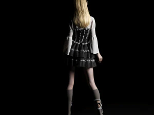 Uma garota loira com um vestido Lolita Modelo 3D
