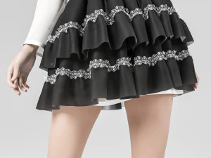 Uma garota loira com um vestido Lolita Modelo 3D