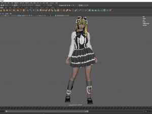 Uma garota loira com um vestido Lolita Modelo 3D
