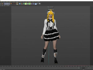 Uma garota loira com um vestido Lolita Modelo 3D