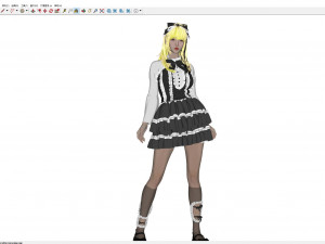A blonde girl in a Lolita dress 3D Model