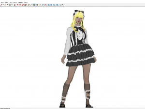 Uma garota loira com um vestido Lolita Modelo 3D