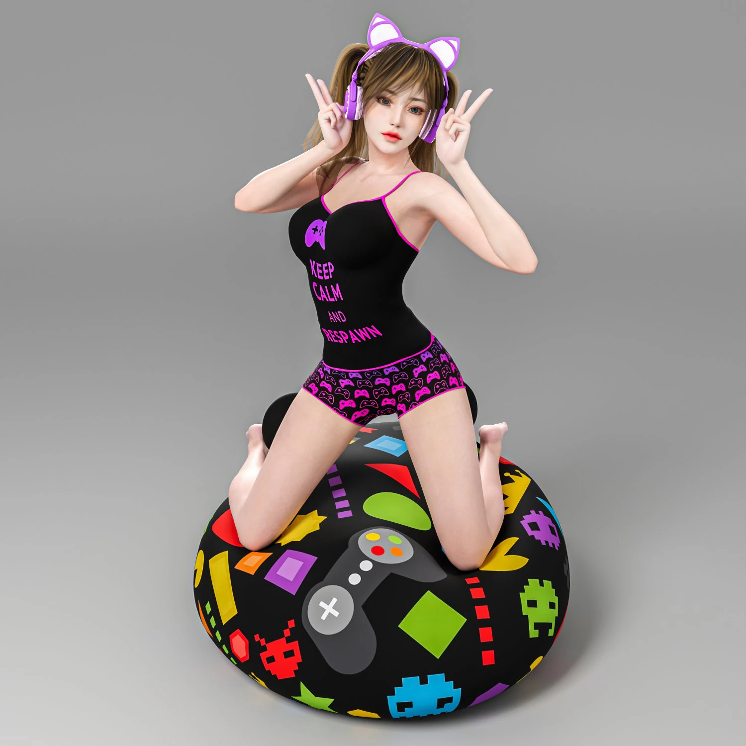 Sexy girl sitting on the floor 3D Model .c4d .max .obj .3ds .fbx .stl .blend 