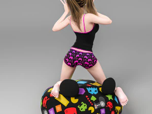 Sexy girl sitting on the floor 3D Model